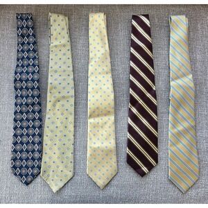 Brooks Brothers 100% Silk Tie Lot of 5 Mens Neckties Stripe Geometric Floral